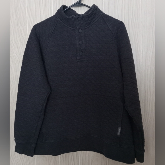 Eddie Bauer Quarter Placket Sweatshirt Black Mock Neck Men's Size Medium - Picture 1 of 4